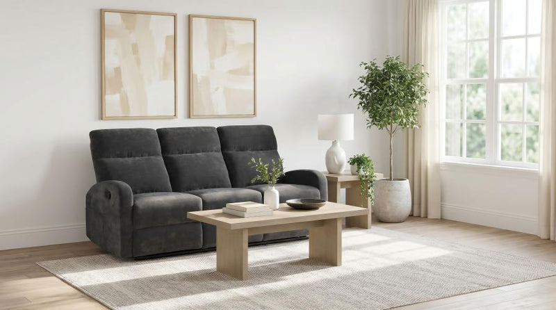 Hamilton Chenille Upholstered Manual Reclining Sofa Charcoal Grey