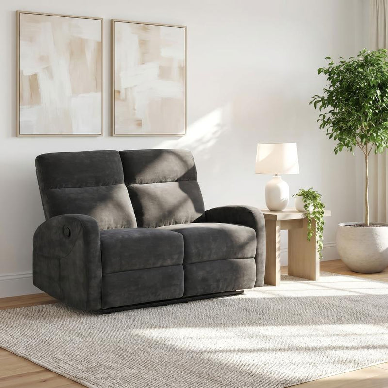 Hamilton Chenille Upholstered Manual Reclining Loveseat Charcoal Grey