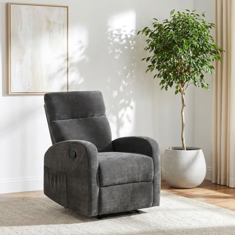 Hamilton Chenille Upholstered Manual Glider Recliner Charcoal Grey