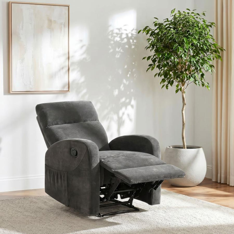 Hamilton Chenille Upholstered Manual Glider Recliner Charcoal Grey