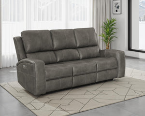 Brickston Triple Power Reclining Sofa Charcoal