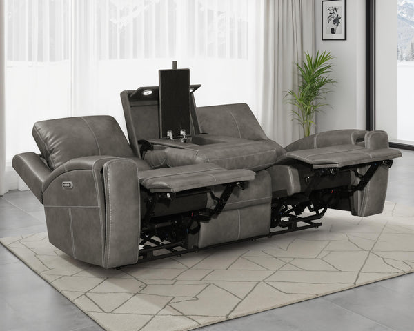 Brickston Triple Power Reclining Sofa Charcoal
