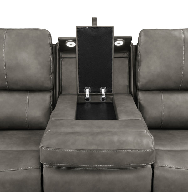 Brickston Triple Power Reclining Sofa Charcoal