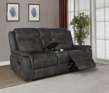 Lawrence Upholstered Padded Arm Reclining Loveseat Charcoal | Grey | Charcoal | 603505