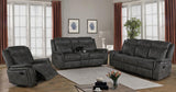 Lawrence Upholstered Padded Arm Reclining Loveseat Charcoal | Grey | Charcoal | 603505