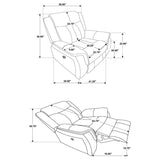 Lawrence Upholstered Padded Arm Glider Recliner Charcoal
