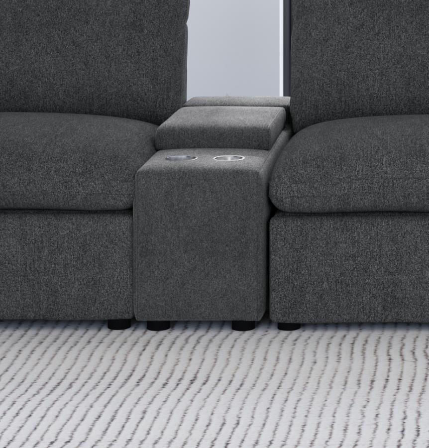 Collins Upholstered Modular Storage Console Dark Grey | Grey | Dark Grey | 609530CON
