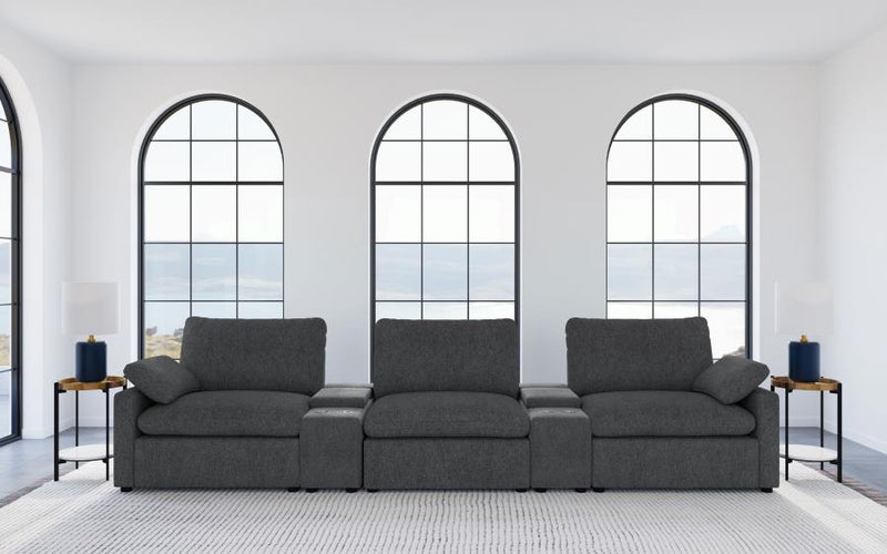 Collins 5-Piece Power Reclining Home Theater Seating Dark Grey