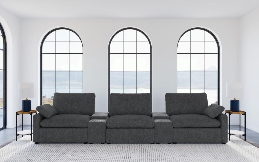 Collins 5-Piece Power Reclining Home Theater Seating Dark Grey | Grey | Dark Grey | 609531PT