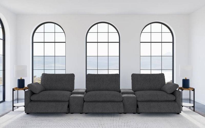 Collins 5-Piece Power Reclining Home Theater Seating Dark Grey