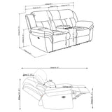 Bahrain Upholstered Power Loveseat Charcoal | Grey | Charcoal | 609542P