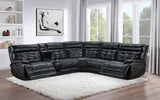 Hewitt Leather Dual Power Reclining Sectional Sofa Black | Black | 609610PP