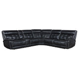 Hewitt Leather Dual Power Reclining Sectional Sofa Black | Black | 609610PP