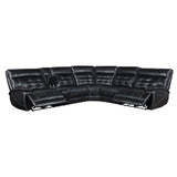 Hewitt Leather Dual Power Reclining Sectional Sofa Black | Black | 609610PP