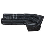Hewitt Leather Dual Power Reclining Sectional Sofa Black | Black | 609610PP