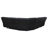Hewitt Leather Dual Power Reclining Sectional Sofa Black | Black | 609610PP