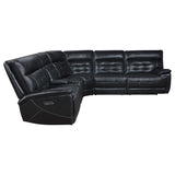 Hewitt Leather Dual Power Reclining Sectional Sofa Black | Black | 609610PP