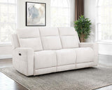 Kennett Chenille Upholstered Power Reclining Sofa Ivory | Ivory | 610151P