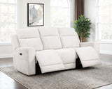 Kennett Chenille Upholstered Power Reclining Sofa Ivory | Ivory | 610151P