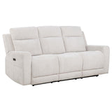 Kennett Chenille Upholstered Power Reclining Sofa Ivory | Ivory | 610151P