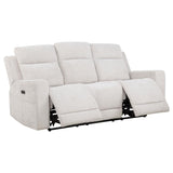 Kennett Chenille Upholstered Power Reclining Sofa Ivory | Ivory | 610151P
