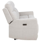 Kennett Chenille Upholstered Power Reclining Sofa Ivory | Ivory | 610151P