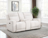 Kennett Chenille Upholstered Power Reclining Loveseat Ivory | Ivory | 610152P