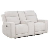 Kennett Chenille Upholstered Power Reclining Loveseat Ivory | Ivory | 610152P