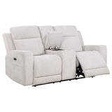 Kennett Chenille Upholstered Power Reclining Loveseat Ivory | Ivory | 610152P