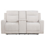 Kennett Chenille Upholstered Power Reclining Loveseat Ivory | Ivory | 610152P