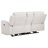 Kennett Chenille Upholstered Power Reclining Loveseat Ivory | Ivory | 610152P