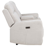 Kennett Chenille Upholstered Power Reclining Loveseat Ivory | Ivory | 610152P