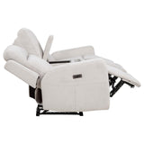 Kennett Chenille Upholstered Power Reclining Loveseat Ivory | Ivory | 610152P