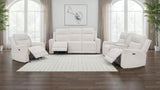 Kennett Chenille Upholstered Power Reclining Loveseat Ivory | Ivory | 610152P