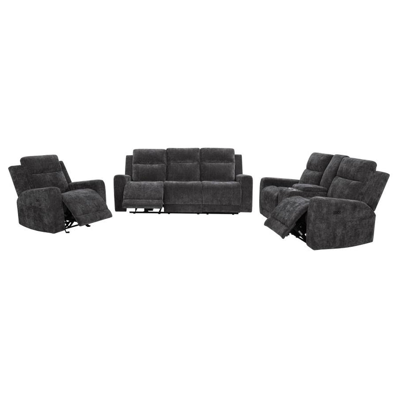 Kennett 2-piece Chenille Power Reclining Sofa Set Dark Grey