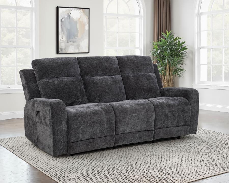 Kennett Chenille Upholstered Power Reclining Sofa Dark Grey | Grey | Dark Grey | 610154P
