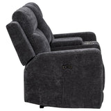Kennett Chenille Upholstered Power Reclining Loveseat Grey | Grey | Dark Grey | 610155P