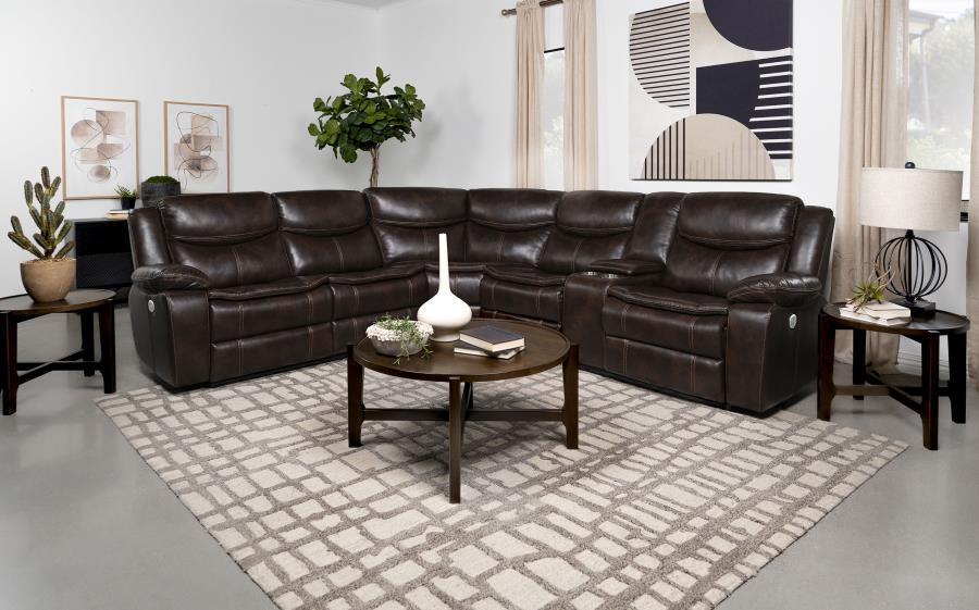 Sycamore Upholstered Power Reclining Sectional Sofa Brown | King | Brown | Dark Brown | 610190P