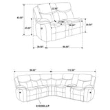Sycamore Upholstered Power Reclining Sectional Sofa Grey | King | Grey | Dark Grey | 610200P