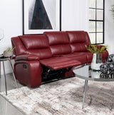 Camila Upholstered Motion Reclining Sofa Red | Red | 610241