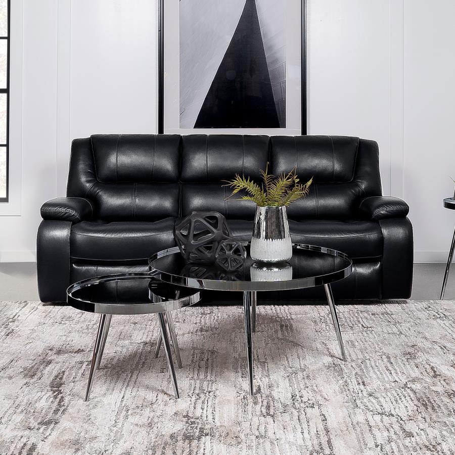 Camila Upholstered Motion Reclining Sofa Black | Black | 610244