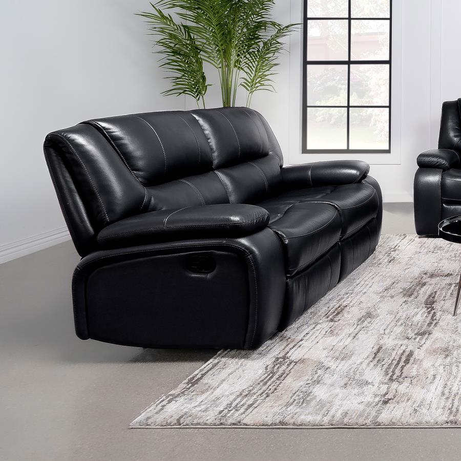 Camila Upholstered Motion Reclining Loveseat Black | Black | 610245