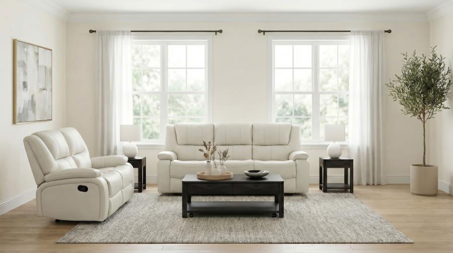 Camila 2-piece Upholstered Reclining Sofa Set White | 610247-S2