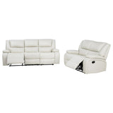 Camila 2-piece Upholstered Reclining Sofa Set White | White | 610247-S2