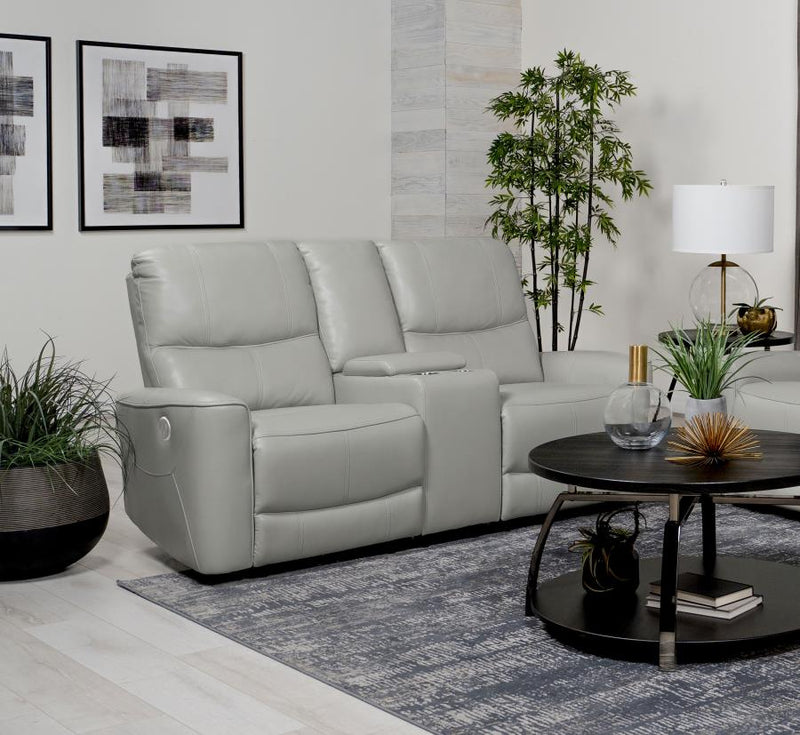 Greenfield Upholstered Power Reclining Loveseat Dove Grey