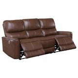 Greenfield Upholstered Power Reclining Sofa Saddle Brown | Full | Brown | Saddle Brown | 610264P