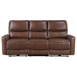 Greenfield Upholstered Power Reclining Sofa Saddle Brown | Full | Brown | Saddle Brown | 610264P