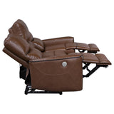 Greenfield Upholstered Power Reclining Sofa Saddle Brown | Full | Brown | Saddle Brown | 610264P