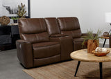 Greenfield Upholstered Power Reclining Loveseat Saddle Brown | Brown | Saddle Brown | 610265P