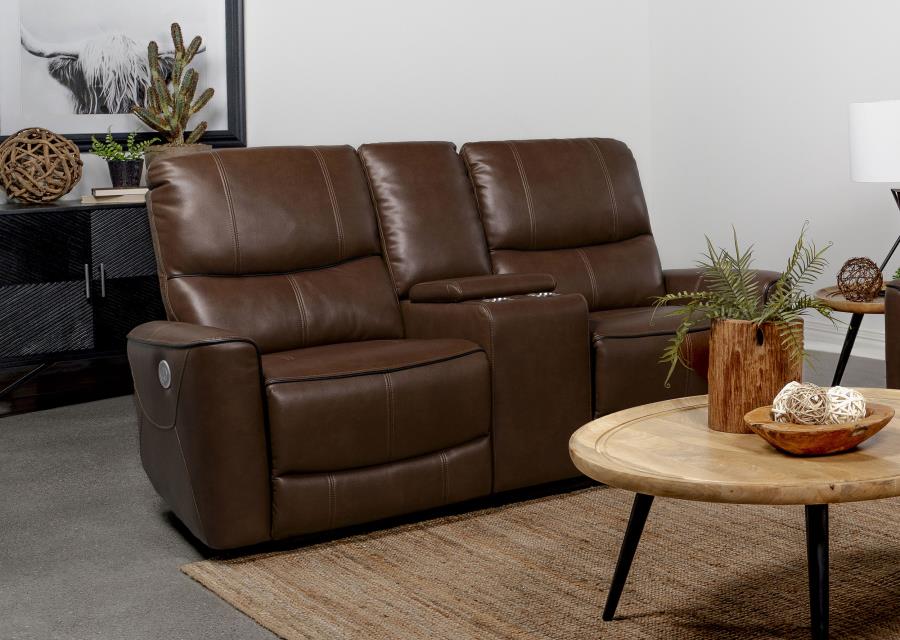 Greenfield Upholstered Power Reclining Loveseat Saddle Brown | Brown | Saddle Brown | 610265P